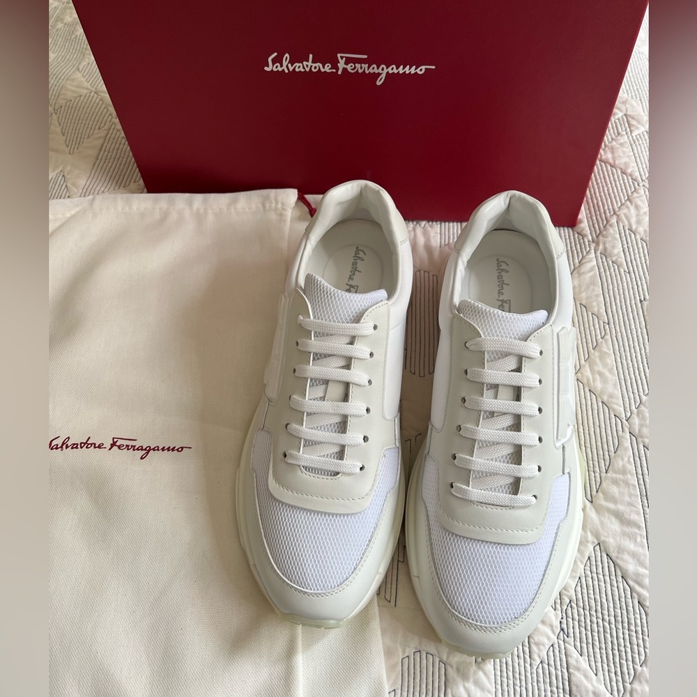 SALVATORE FERRAGAMO Brooklyn 3 Leather & Mesh Sneakers